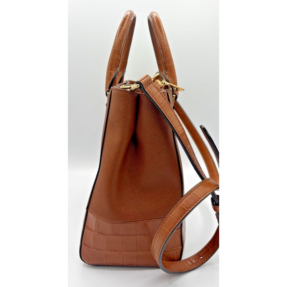 Michael Kors Kellen Crosshatch Leather Satchel Medium 357GS0S6E Tote Adj Strap - Picture 6 of 16